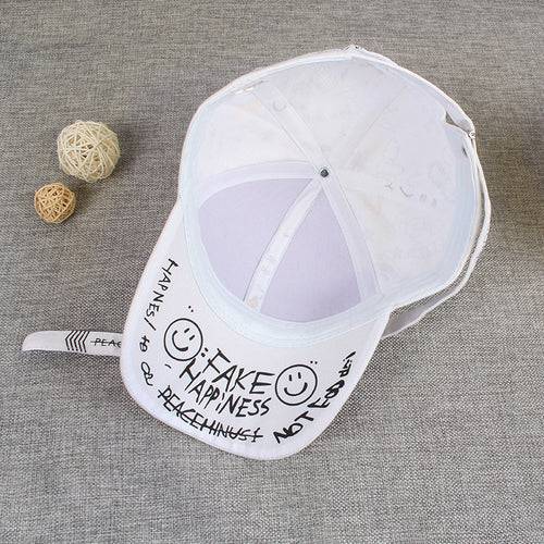 Korean version of Harajuku style graffiti pattern personality long belt peaked hat female summer street all-match sunshade baseball cap male