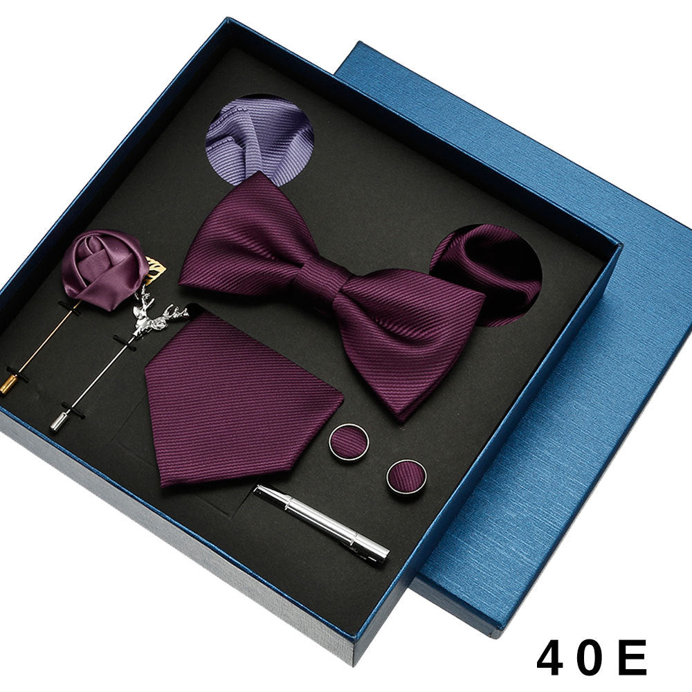 Men's tie, formal suit, bow tie, business gift box set, wedding light luxury gift for boyfriend, wedding groom suit