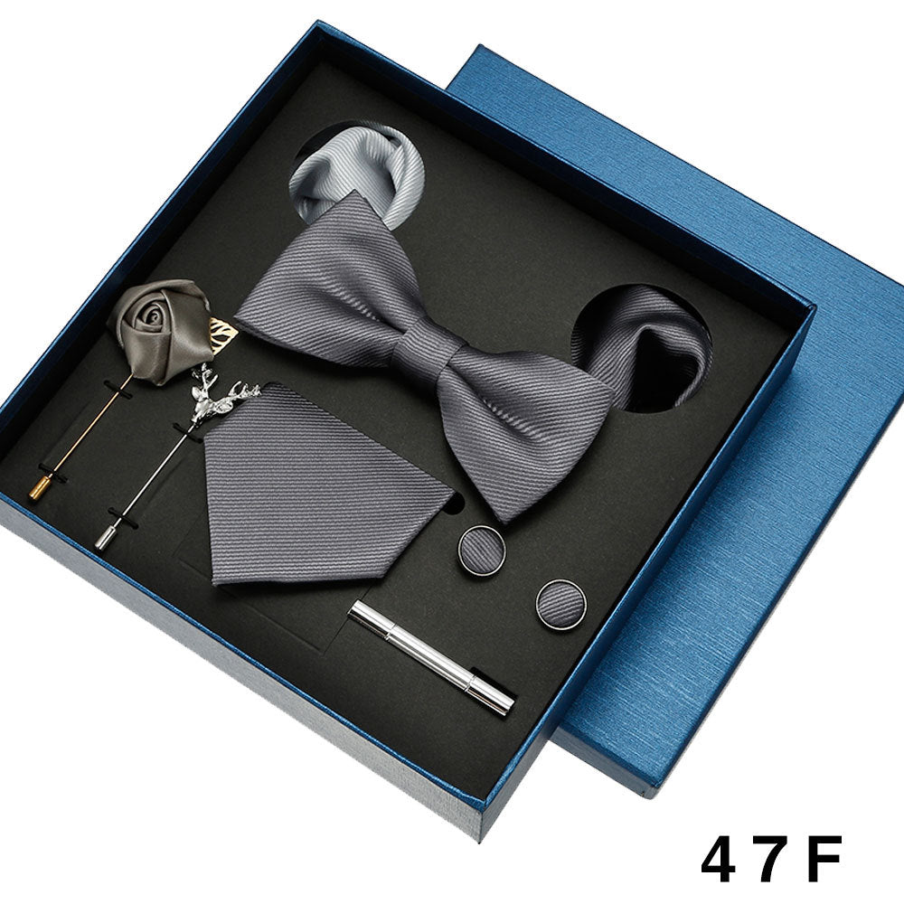 Men's tie, formal suit, bow tie, business gift box set, wedding light luxury gift for boyfriend, wedding groom suit