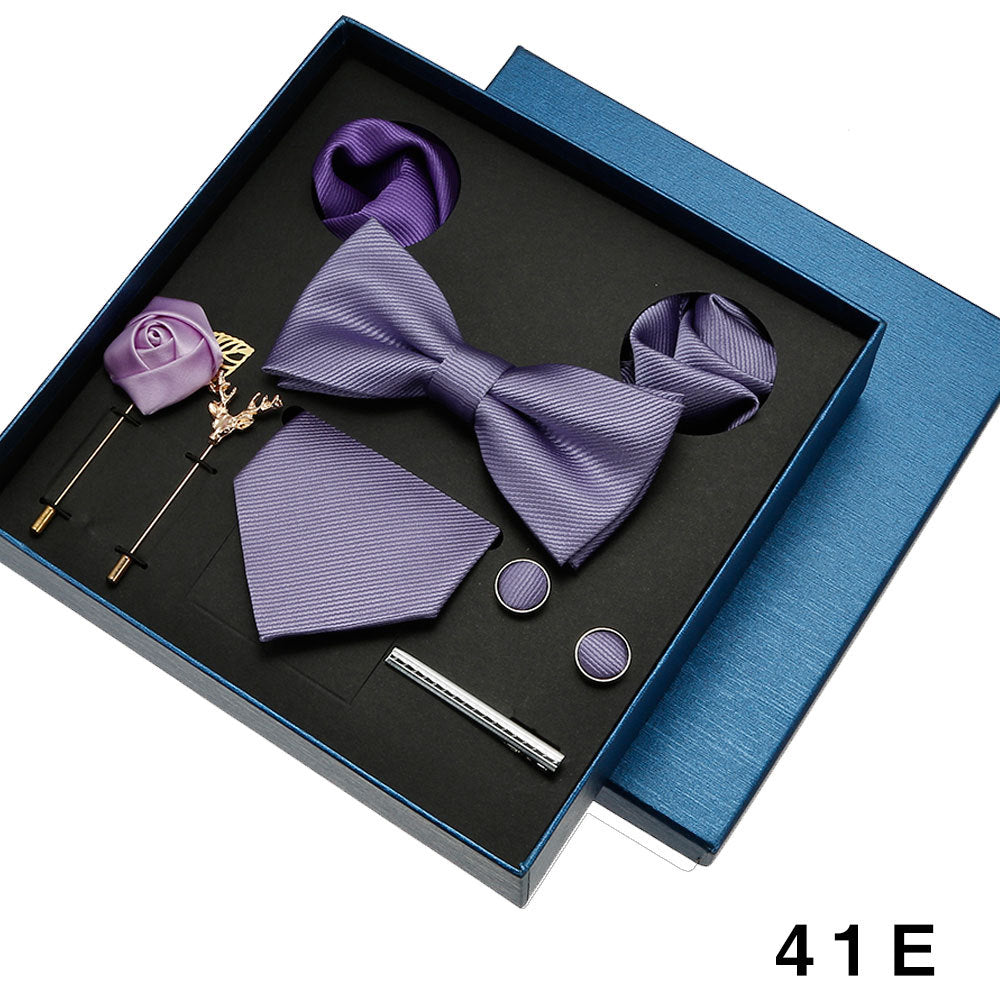 Men's tie, formal suit, bow tie, business gift box set, wedding light luxury gift for boyfriend, wedding groom suit