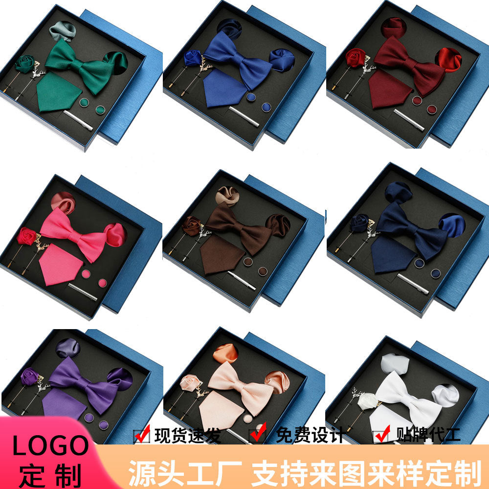 Men's tie, formal suit, bow tie, business gift box set, wedding light luxury gift for boyfriend, wedding groom suit