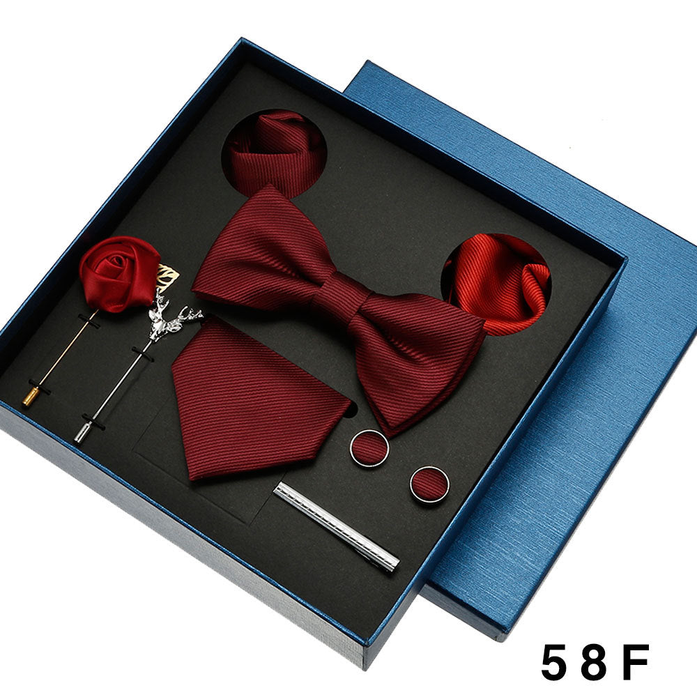 Men's tie, formal suit, bow tie, business gift box set, wedding light luxury gift for boyfriend, wedding groom suit